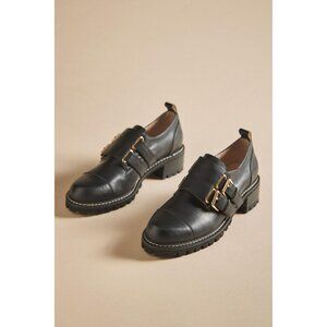 Anthropologie Cecelia New York Collyn Black Loafers Leather Size 7 NEW